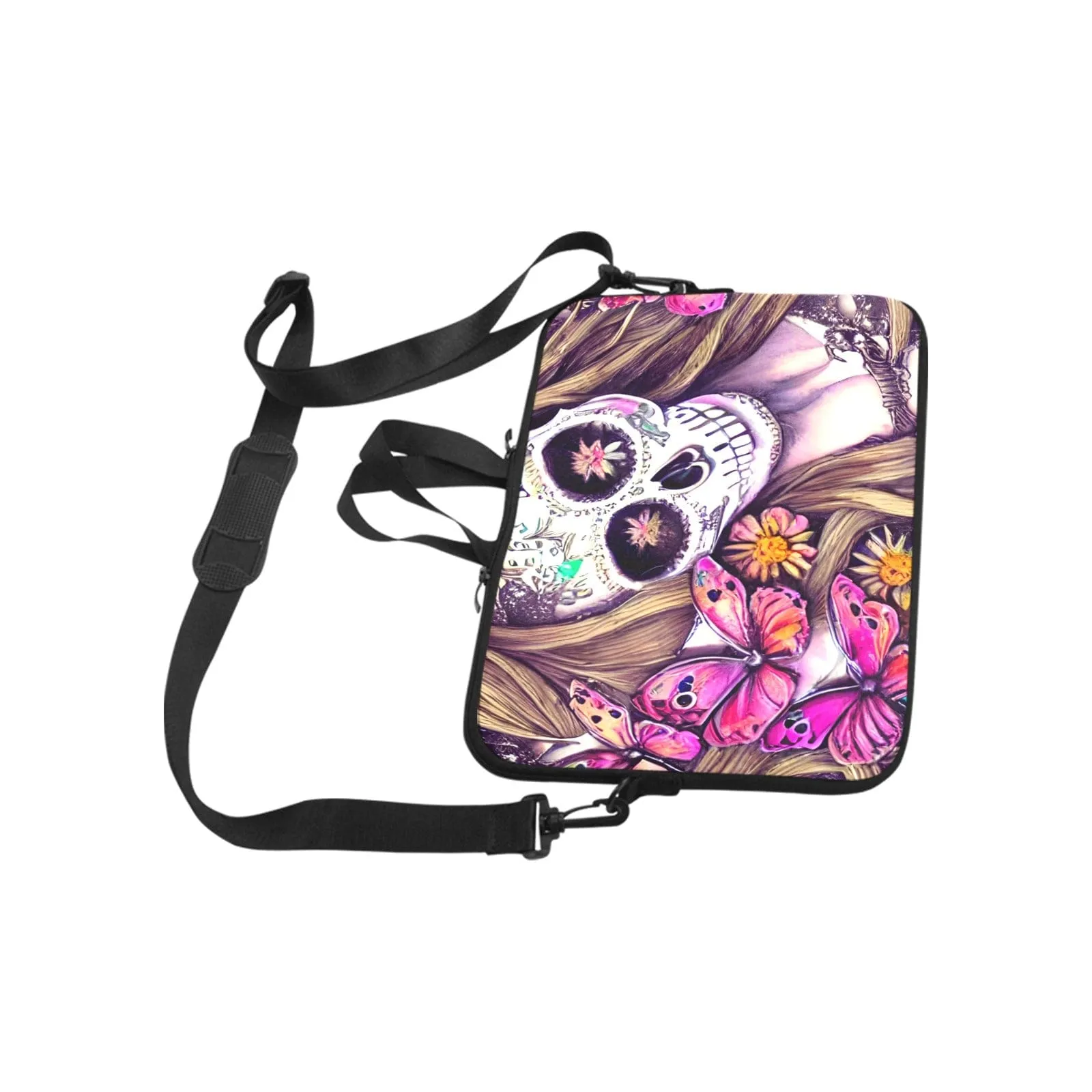 Skull Floral Women's Face Laptop Bag Laptop Handbags 14"