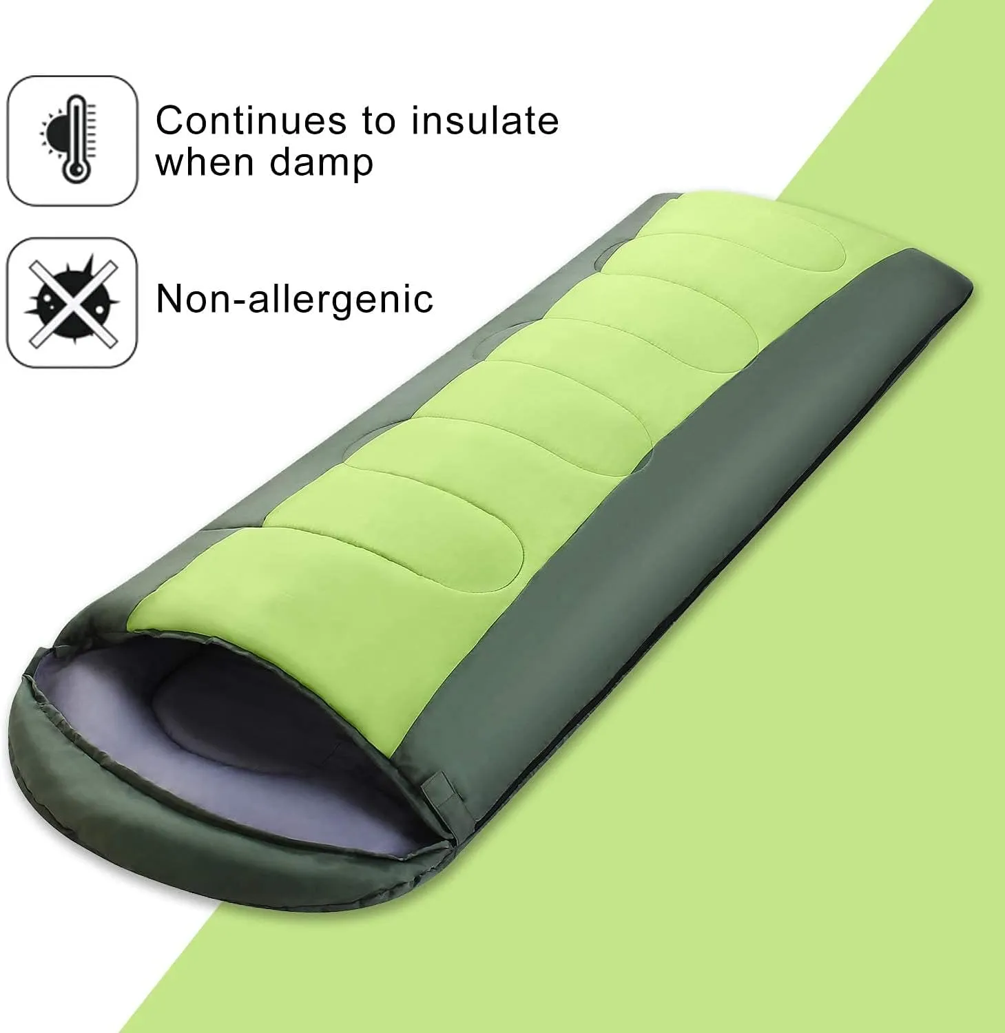 Sleeping Bag Portable 78 x 27 Inches with Hood & Compression Sack for Backpacking Camping Hiking Travel Summer Vacation with Family & Friends