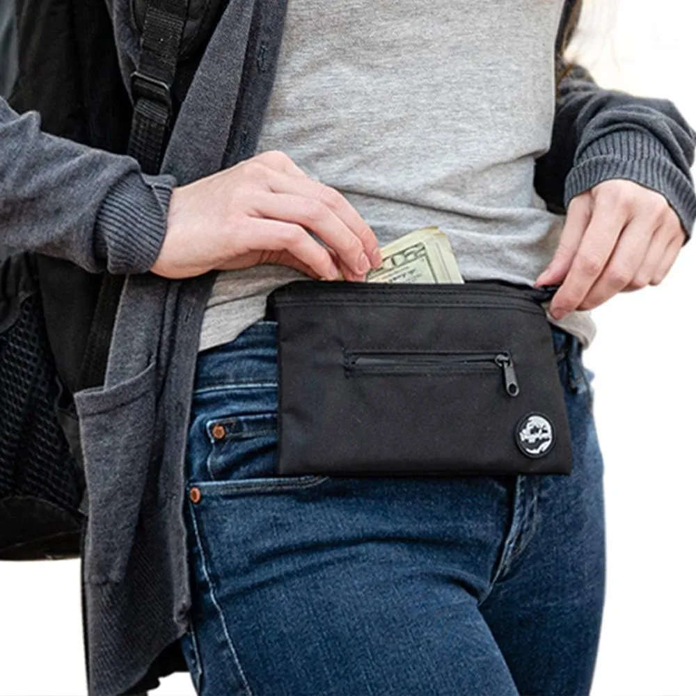 Slim Passport Holder & Travel Wallet- Anti-Theft Pouch Connects with Magnets to Waistband- Fits an Iphone 11, Cards Bag for Women& Men