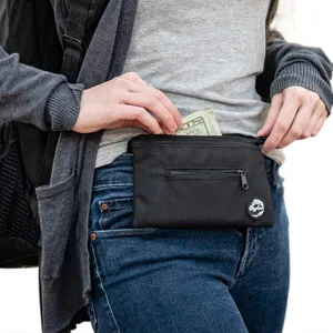 Slim Passport Holder & Travel Wallet- Anti-Theft Pouch Connects with Magnets to Waistband- Fits an Iphone 11, Cards Bag for Women& Men
