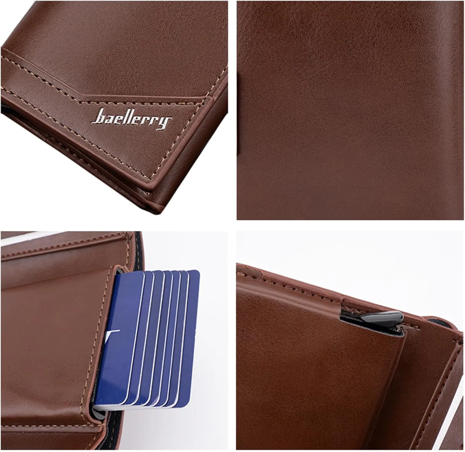 Small Popup Card Case Wallet, Campact Design RFID Wallet for Men with Card Slots, Slim Mens Leather Wallet Purse