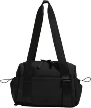 Small portable fitness bag, women's single shoulder fitness bag, travel cosmetics storage (black)