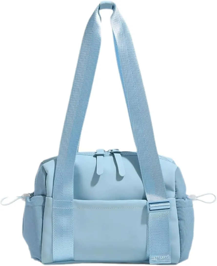 Small portable fitness bag, women's single shoulder fitness bag, travel cosmetics storage (blue)