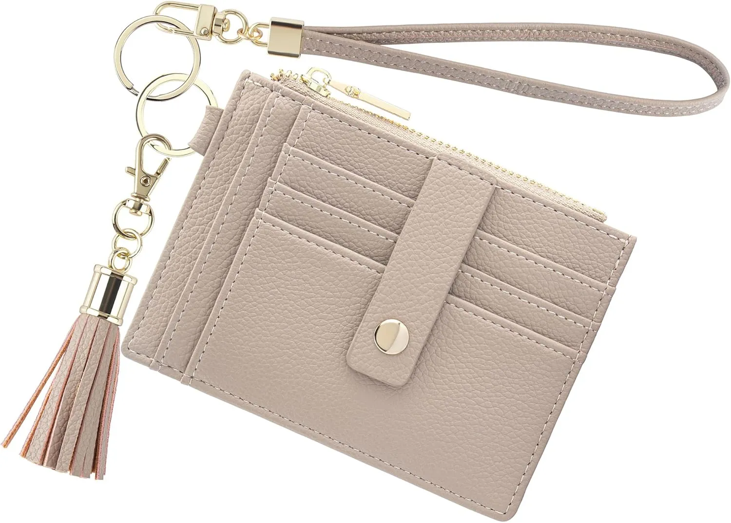 Small Wallet for Women RFID Card Holder,Wristlet Keychain with Wallet,key chain wallet women Wristlet Wallets for Women Men (Light Camel)
