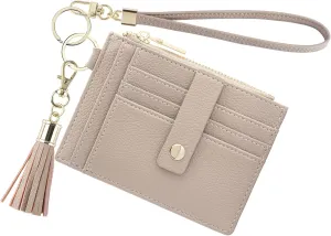 Small Wallet for Women RFID Card Holder,Wristlet Keychain with Wallet,key chain wallet women Wristlet Wallets for Women Men (Light Camel)