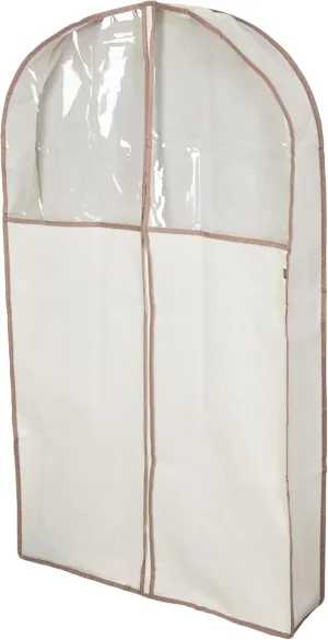 Smart Design Gusseted Garment Bag Hanger - (24 x 42 Inch) - Clothing Storage Cover - Includes Zipper Closure & Travel Loop - Suits, Dresses Travel Closet Organization - [Beige]
