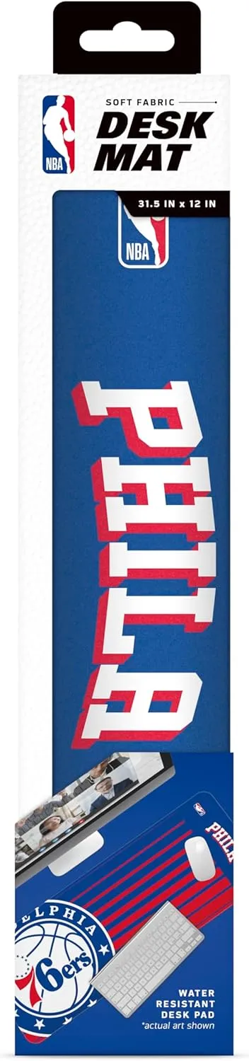 SOAR NBA Multifunctional Desk Mat for Desktop, (31.5"x12") - Ultra Soft Fabric with Non-Slip Rubber Backer - Water Resistant & Durable Nylon Stitching