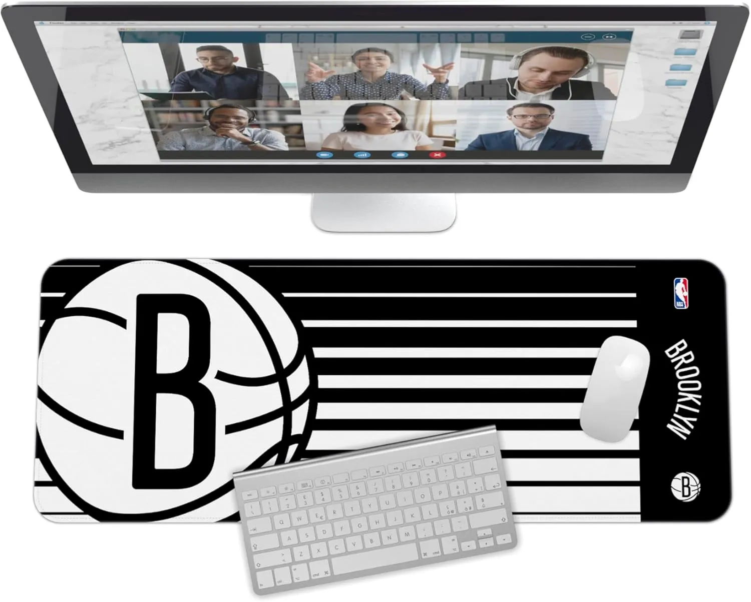 SOAR NBA Multifunctional Desk Mat for Desktop, (31.5"x12") - Ultra Soft Fabric with Non-Slip Rubber Backer - Water Resistant & Durable Nylon Stitching