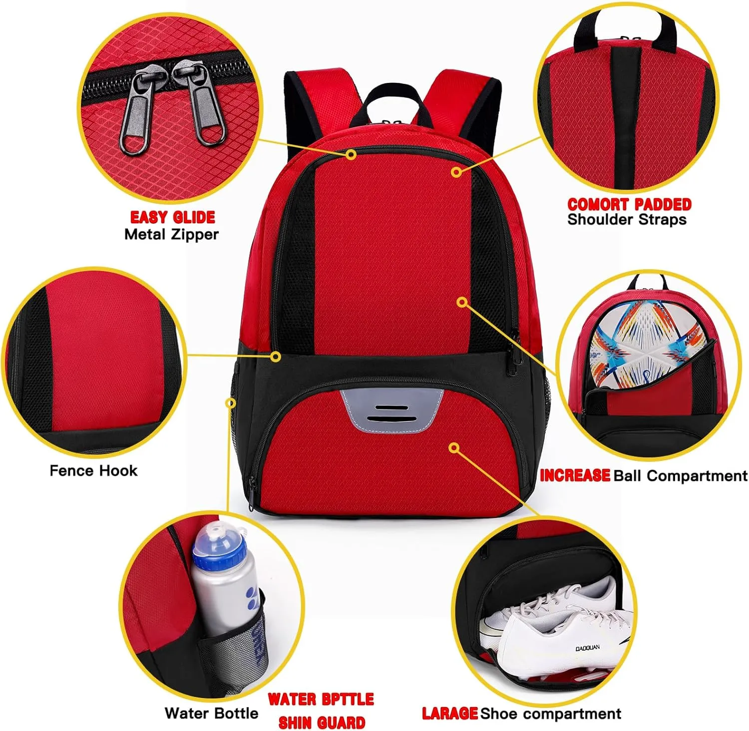 Soccer Bag,Youth Soccer Backpack, Football Volleyball Basketball Backpack fo,Sport Equipment Bags with Shoe compartment