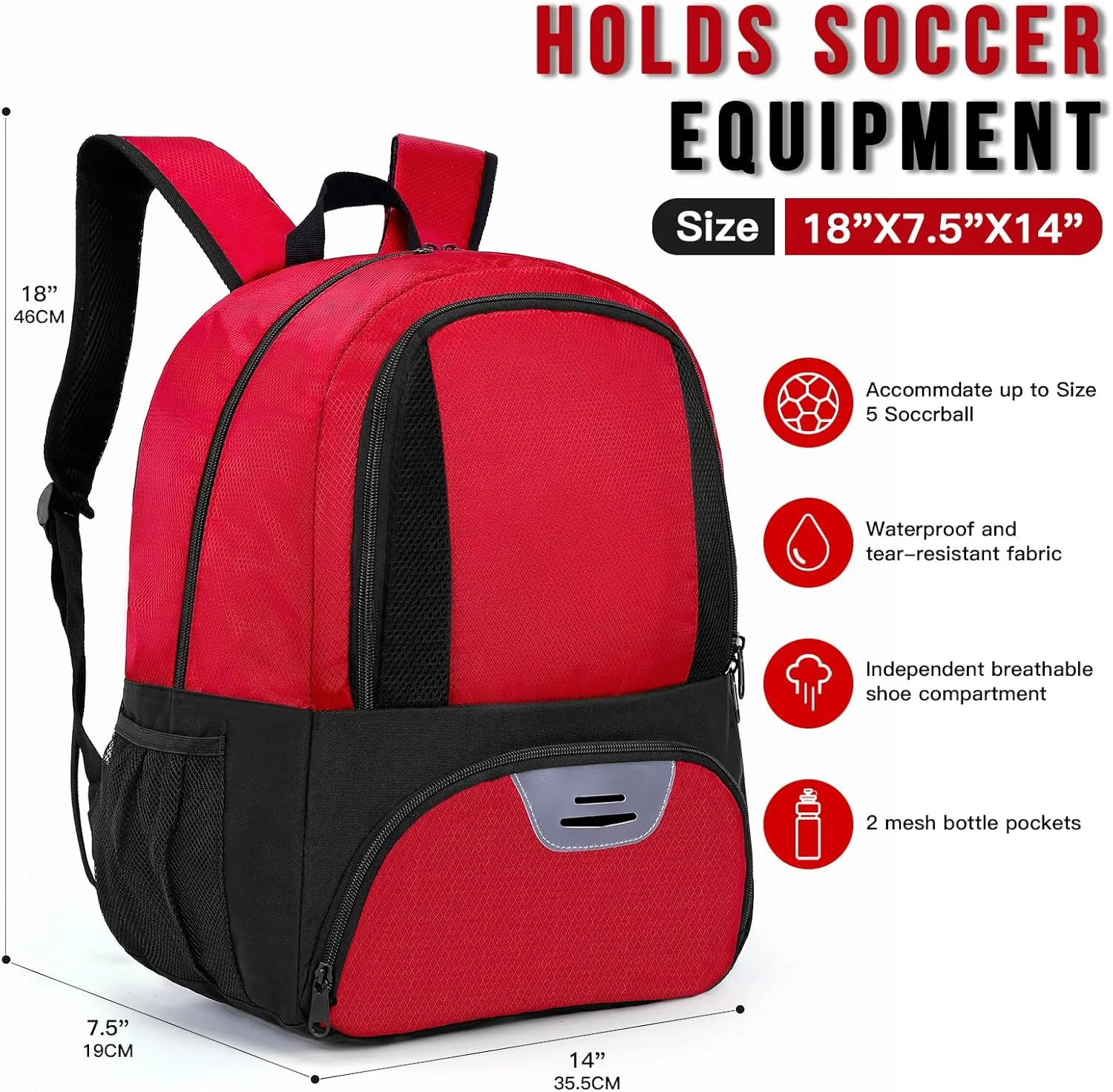 Soccer Bag,Youth Soccer Backpack, Football Volleyball Basketball Backpack fo,Sport Equipment Bags with Shoe compartment