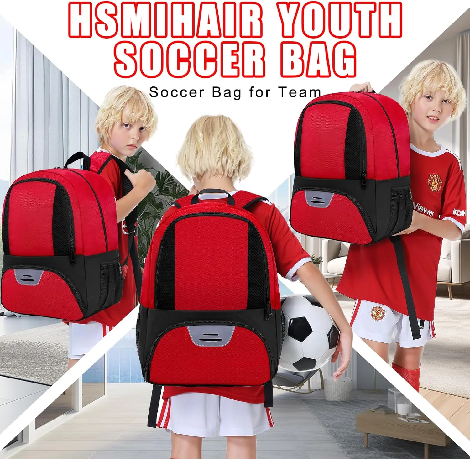 Soccer Bag,Youth Soccer Backpack, Football Volleyball Basketball Backpack fo,Sport Equipment Bags with Shoe compartment