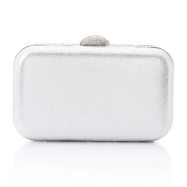 Soiree clutch for Women with Shiny Vertical rhinestones Strips - Silver