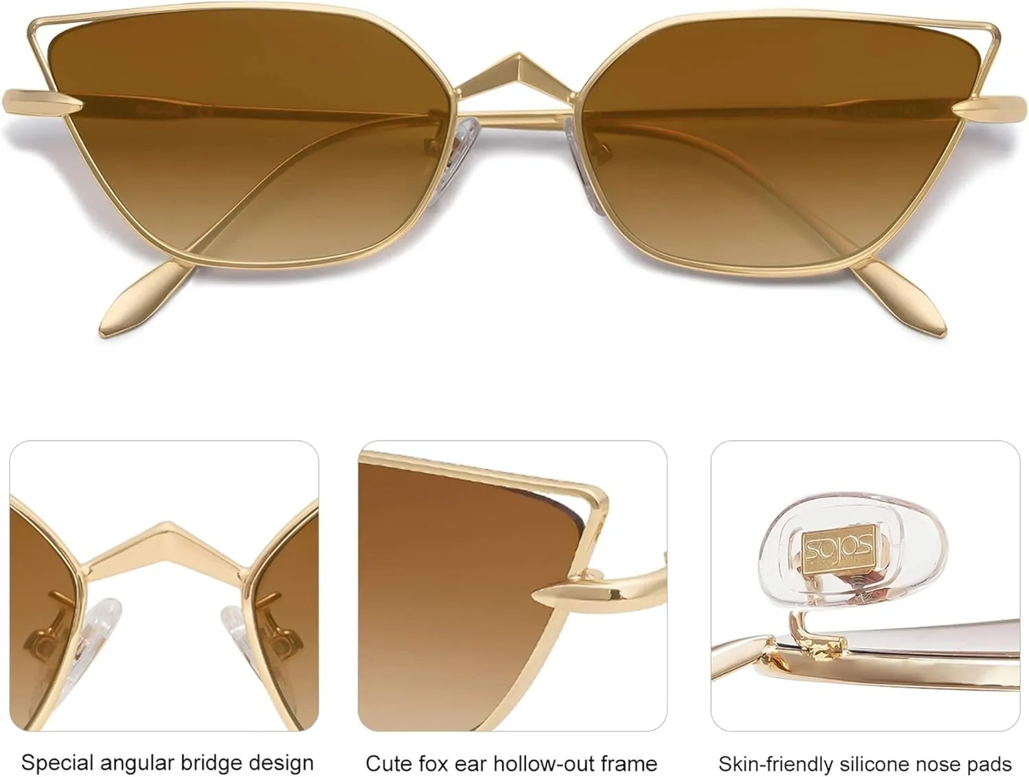 SOJOS Small Cateye Sunglasses Fashion Narrow Fun Trendy Rectangle Sunnies SJ1127