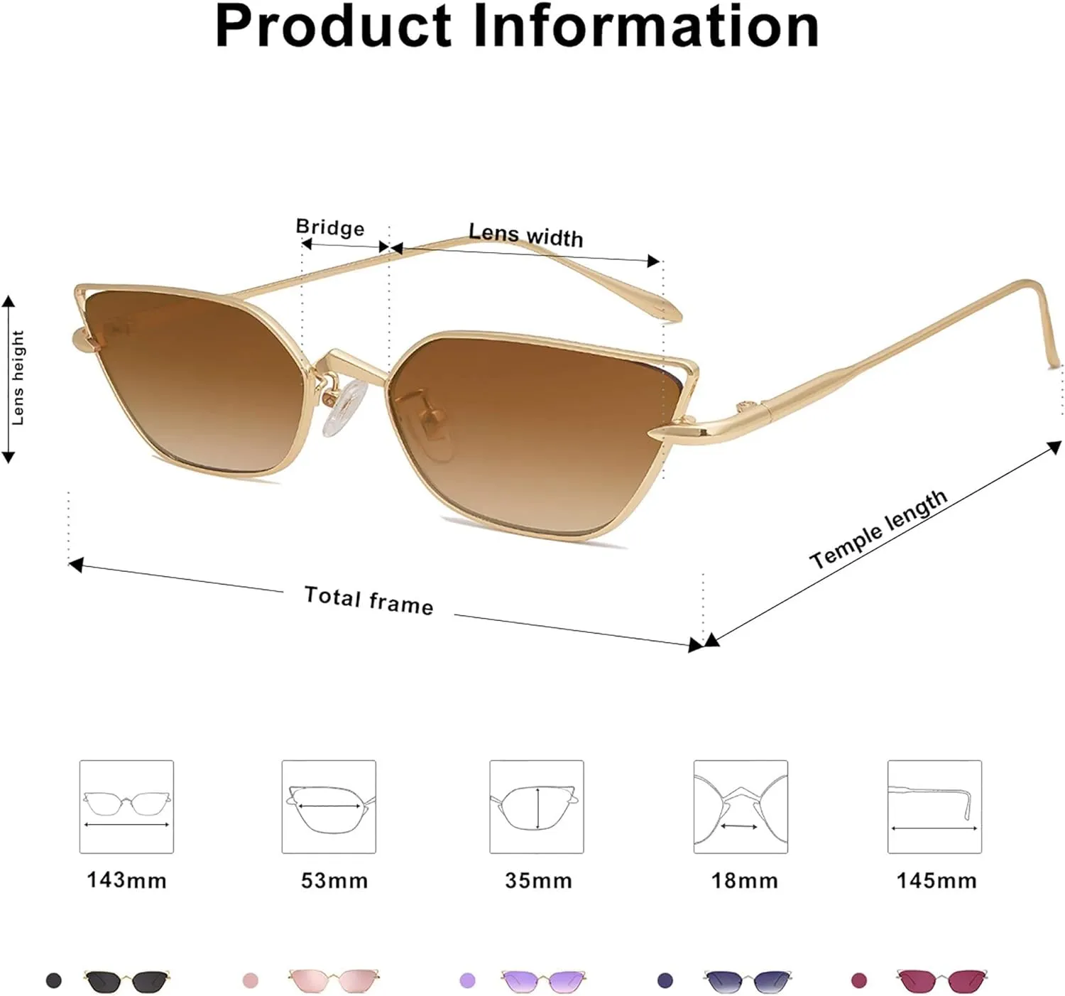 SOJOS Small Cateye Sunglasses Fashion Narrow Fun Trendy Rectangle Sunnies SJ1127