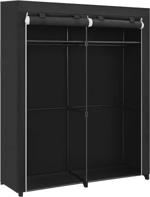 SONGMICS Portable Fabric Clothes Storage Wardrobe with 2 Clothes Rails Black