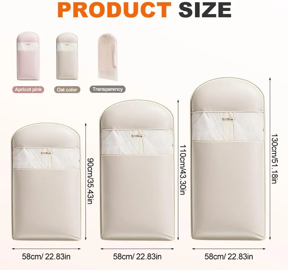 Space Saving Hanging Garment Bag with Self Compression Zipper, 2025 New Space Saver Dust Cover Closet Organizers, Heavy Duty Organizer Storage Bags for Moving or Storaging Clothes (Pink, Large)
