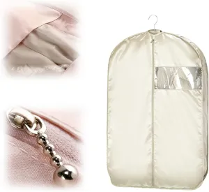 Space Saving Hanging Garment Bag with Self Compression Zipper, 2025 Upgraded Dust Cover Clothes Bags for Down Coat, Space Saver Closet Organizers, Dustproof Clothes Storage (Beige, X-Large)
