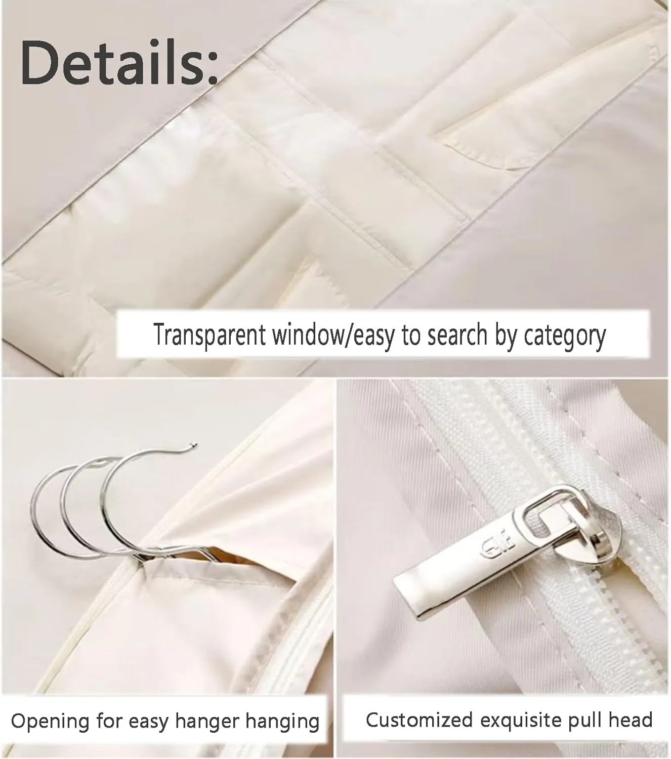 Space Saving Hanging Garment Bag with Self Compression Zipper Down Coat Compression Dust Cover 2025 Upgrade Space Saving Hanging Bag with transparent window (Gray, L-2PCS)