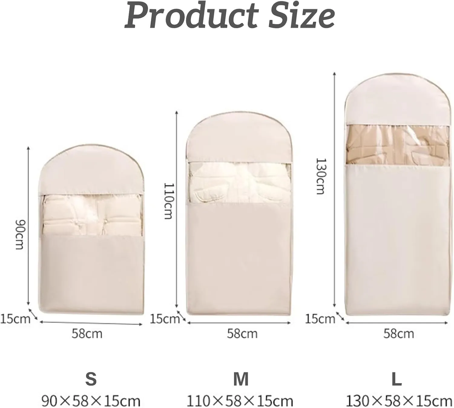 Space Saving Hanging Garment Bag with Self Compression Zipper Down Coat Compression Dust Cover 2025 Upgrade Space Saving Hanging Bag with transparent window (Gray, L-2PCS)