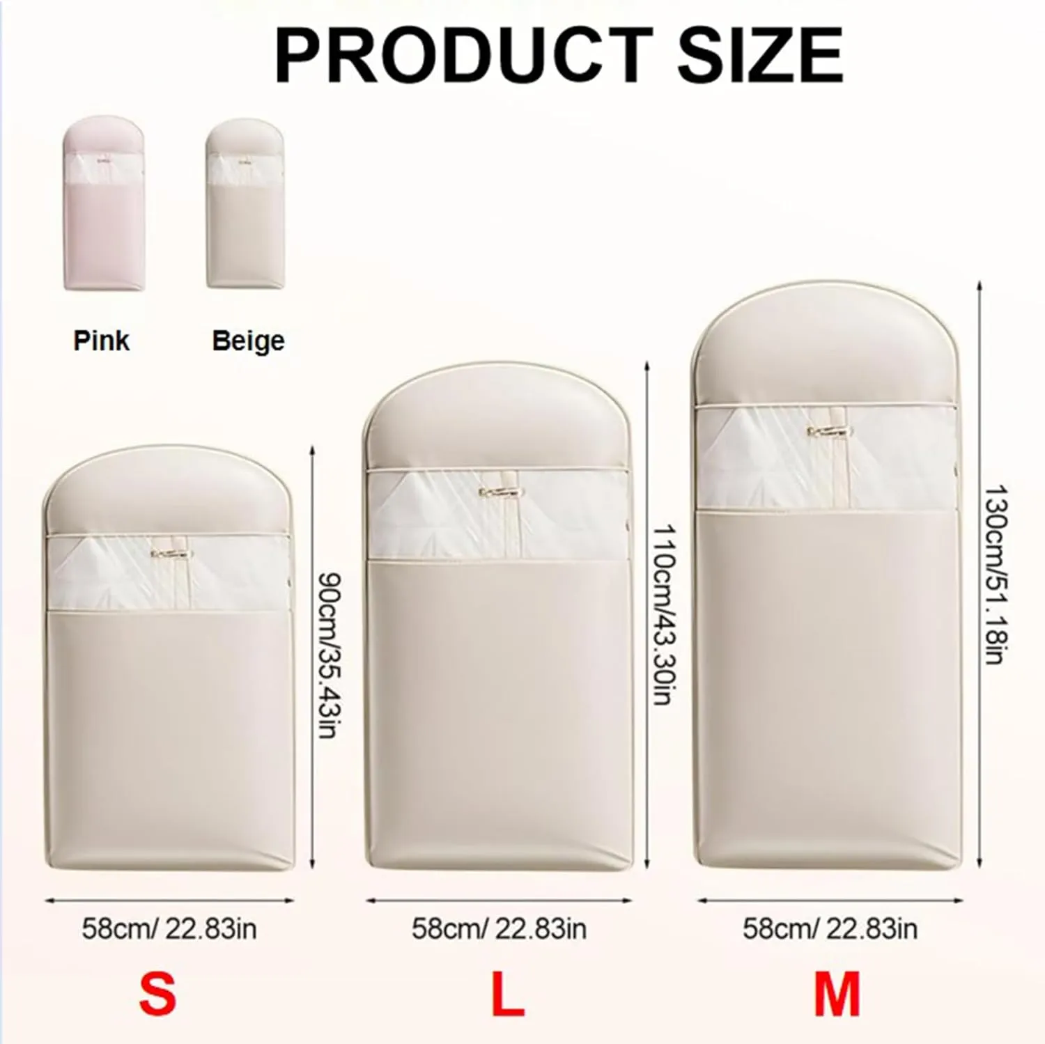 Space Saving Hanging Garment Bag with Self Compression Zipper, Space Saver Closet Organizers, Otherwise Garment Bag Dust Proof Storage, Clothes Cover Protectors for Travel Home Down Coat (Beige, M)