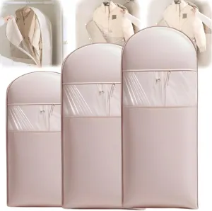 Space Saving Hanging Garment Bag with Self, Compression Zipper, Travel Organizer for down Coat Suit, Dust Cover Clothes Bags for down Coat, Space Saver Closet Organizers (Pink, M L XL)