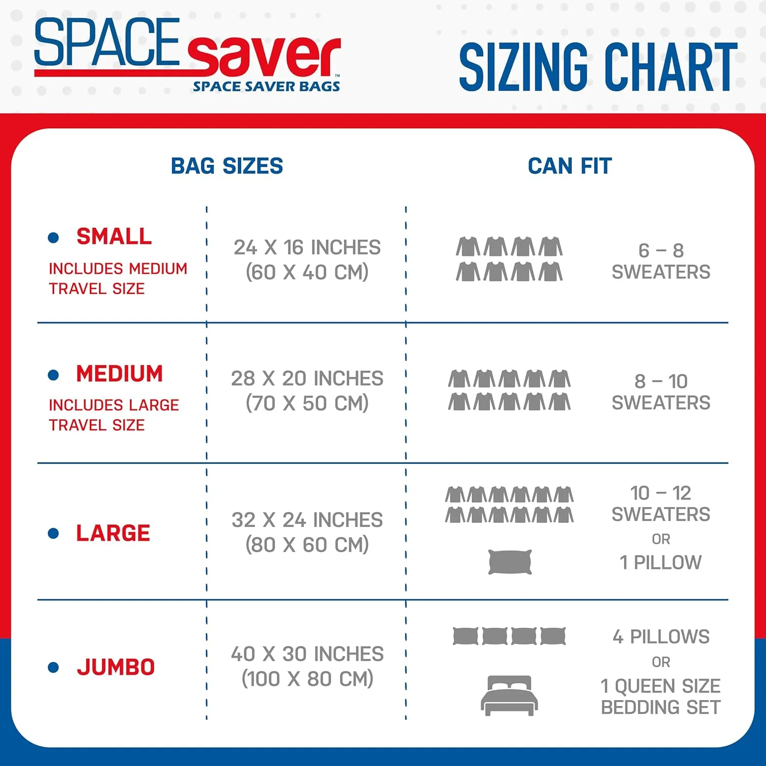 Spacesaver Vacuum Storage Bags, 80% More Storage, Hand-Pump for Travel, Small Vacuum Bags for Travel with Double-Zip Seal and Triple Seal Turbo-Valve for Max Spacing in Storages (Small 6 Pack)