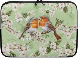 Sparrow Floral Printed Computer Bags for Women Men, Water Resistant Laptop Briefcase 17 Inch Travel Case Compatible with Most Laptops