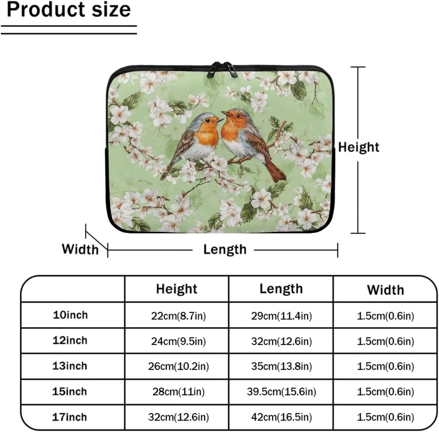 Sparrow Floral Printed Computer Bags for Women Men, Water Resistant Laptop Briefcase 17 Inch Travel Case Compatible with Most Laptops