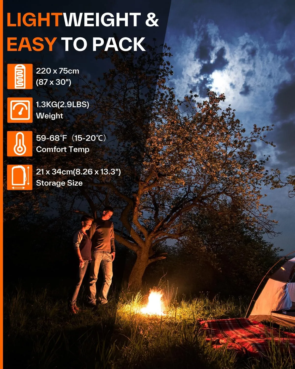 Sportneer Sleeping Bag, 3 Seasons Warm Cold Weather Sleeping Bags for Adults Kids Boys Girls with Compression Sack- Lightweight Camping Essentials Gear Accessories, Backpacking, Hiking