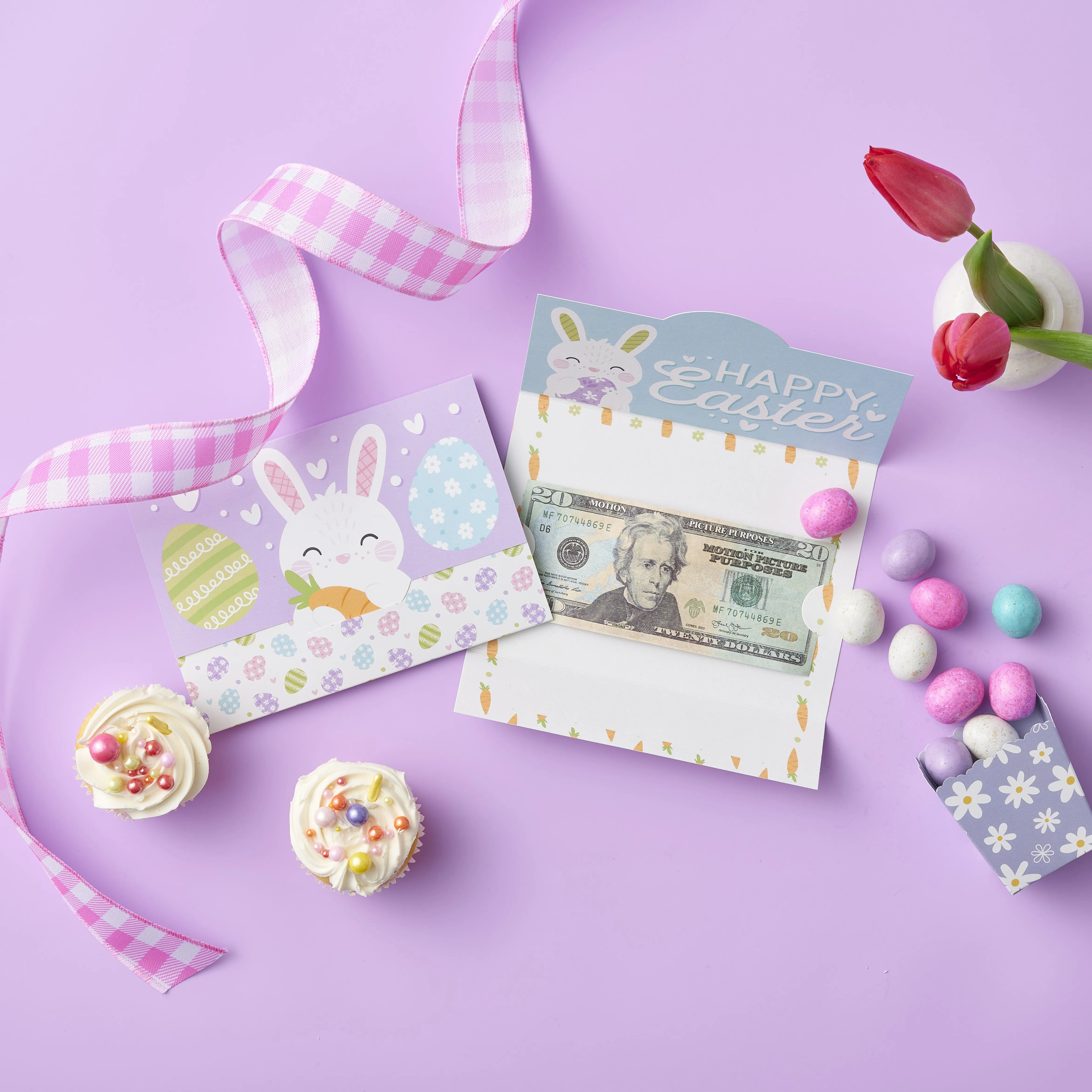 Spring Easter Bunny - Happy Easter Party Money and Gift Card Holders - Set of 8