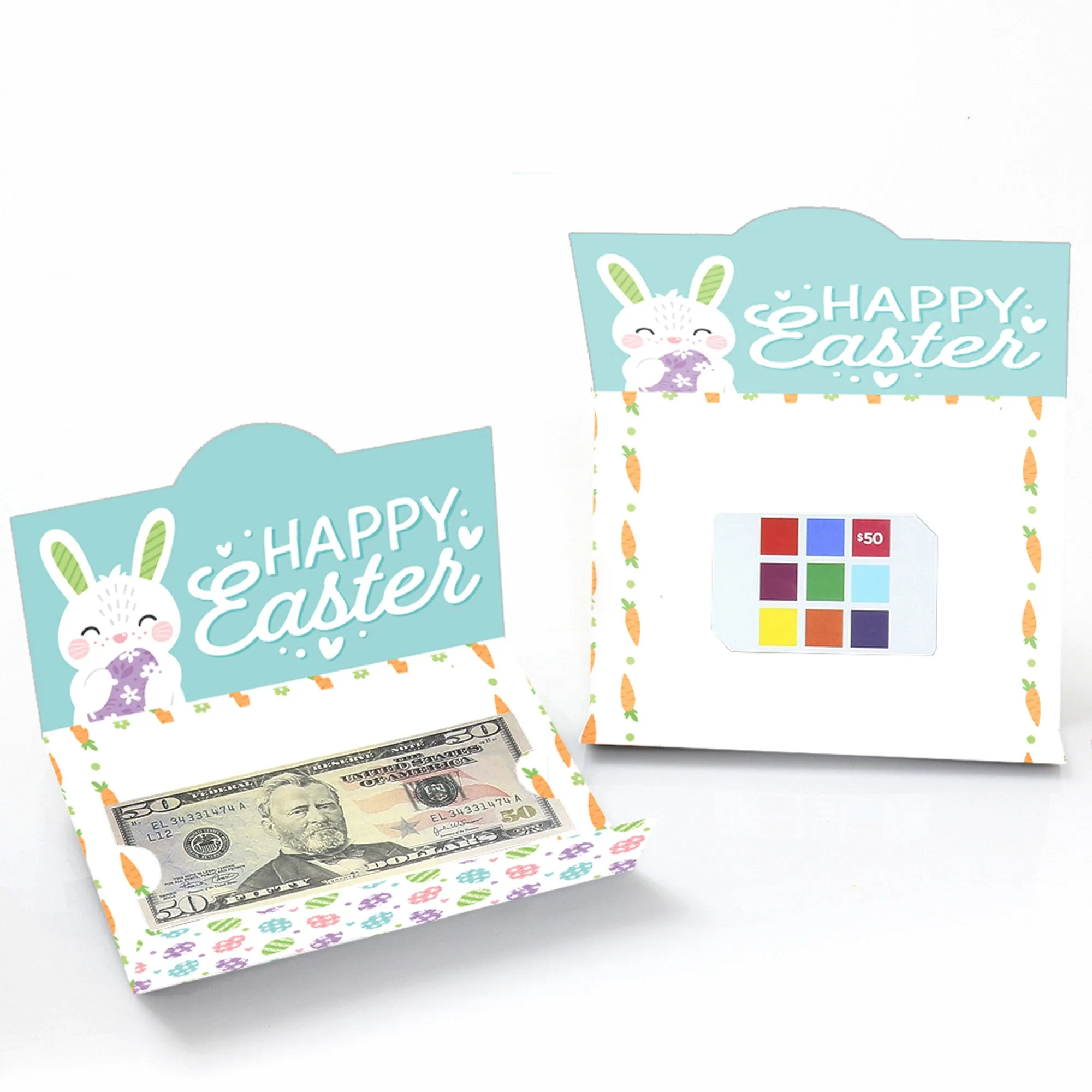 Spring Easter Bunny - Happy Easter Party Money and Gift Card Holders - Set of 8