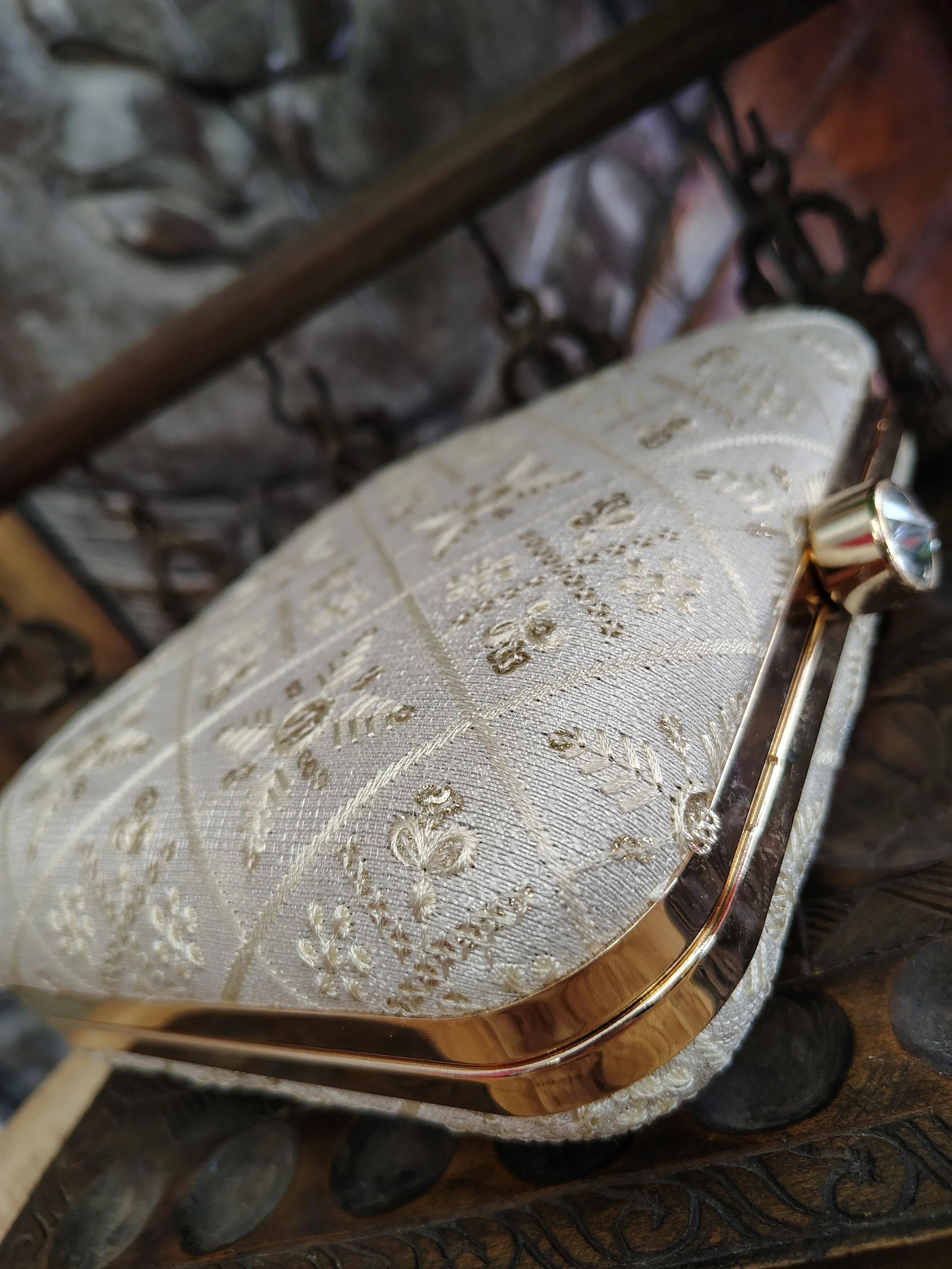 Square Embroidered Box Clutch