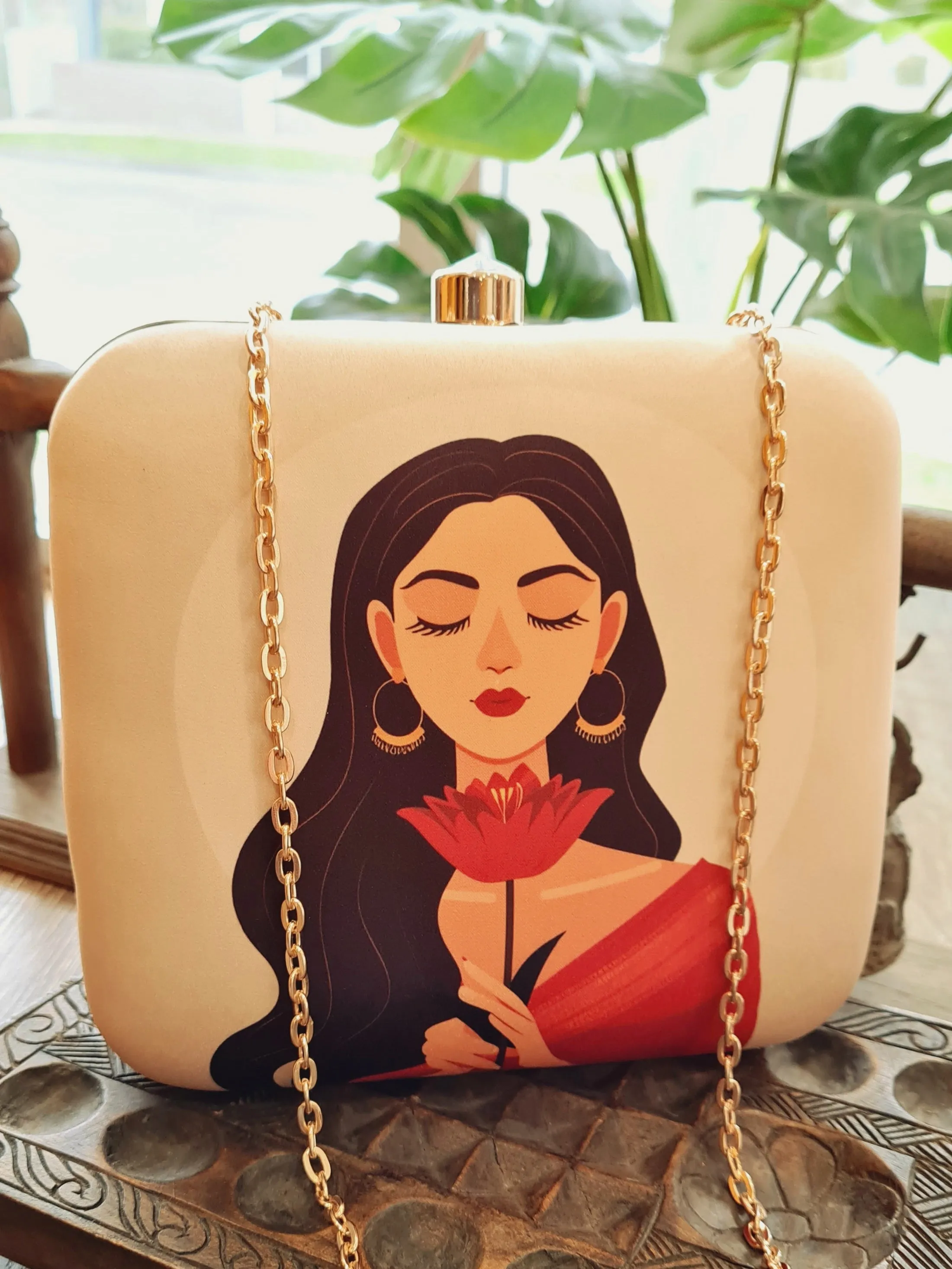 Square Printed Box Clutch