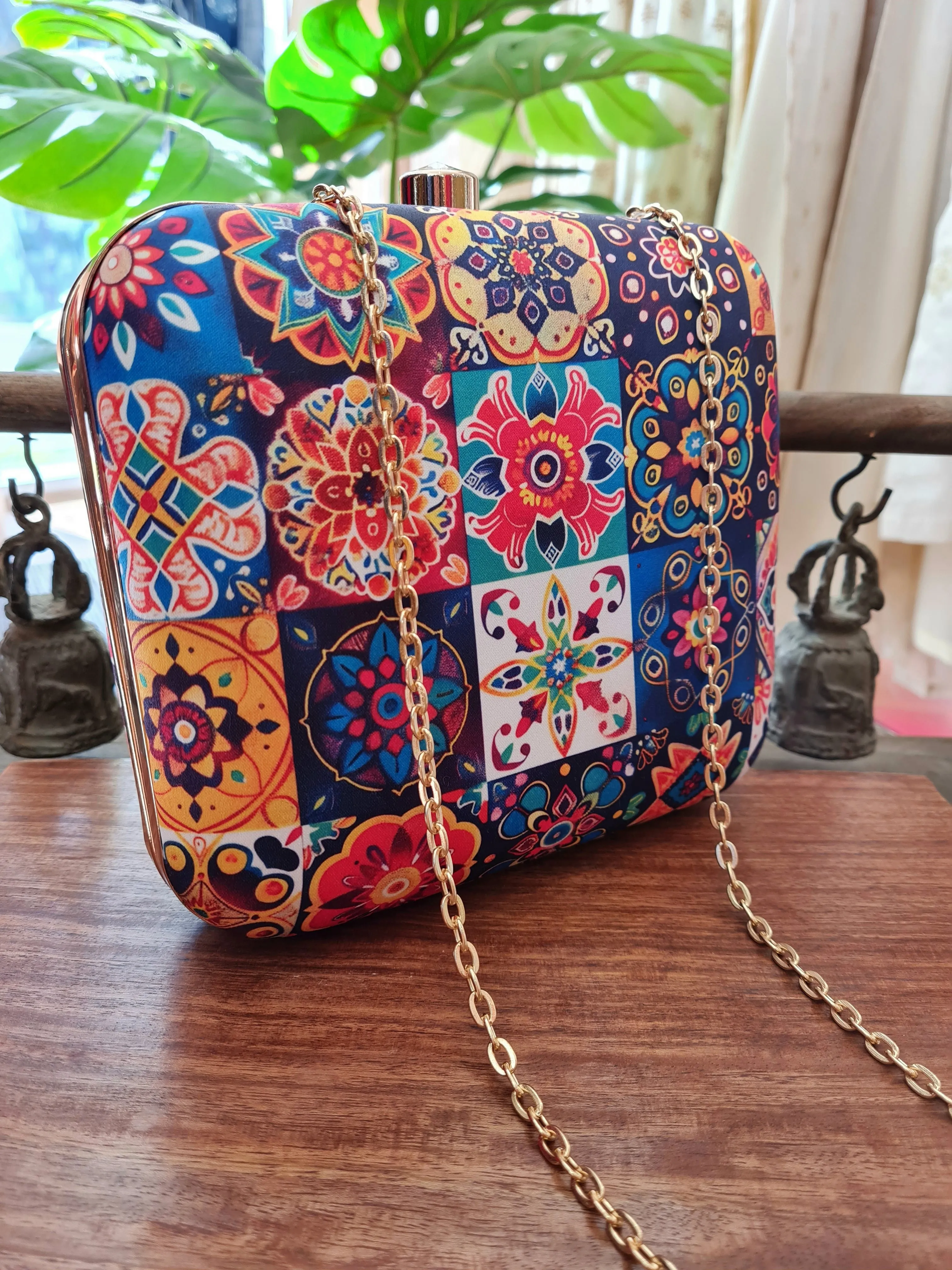 Square Printed Box Clutch