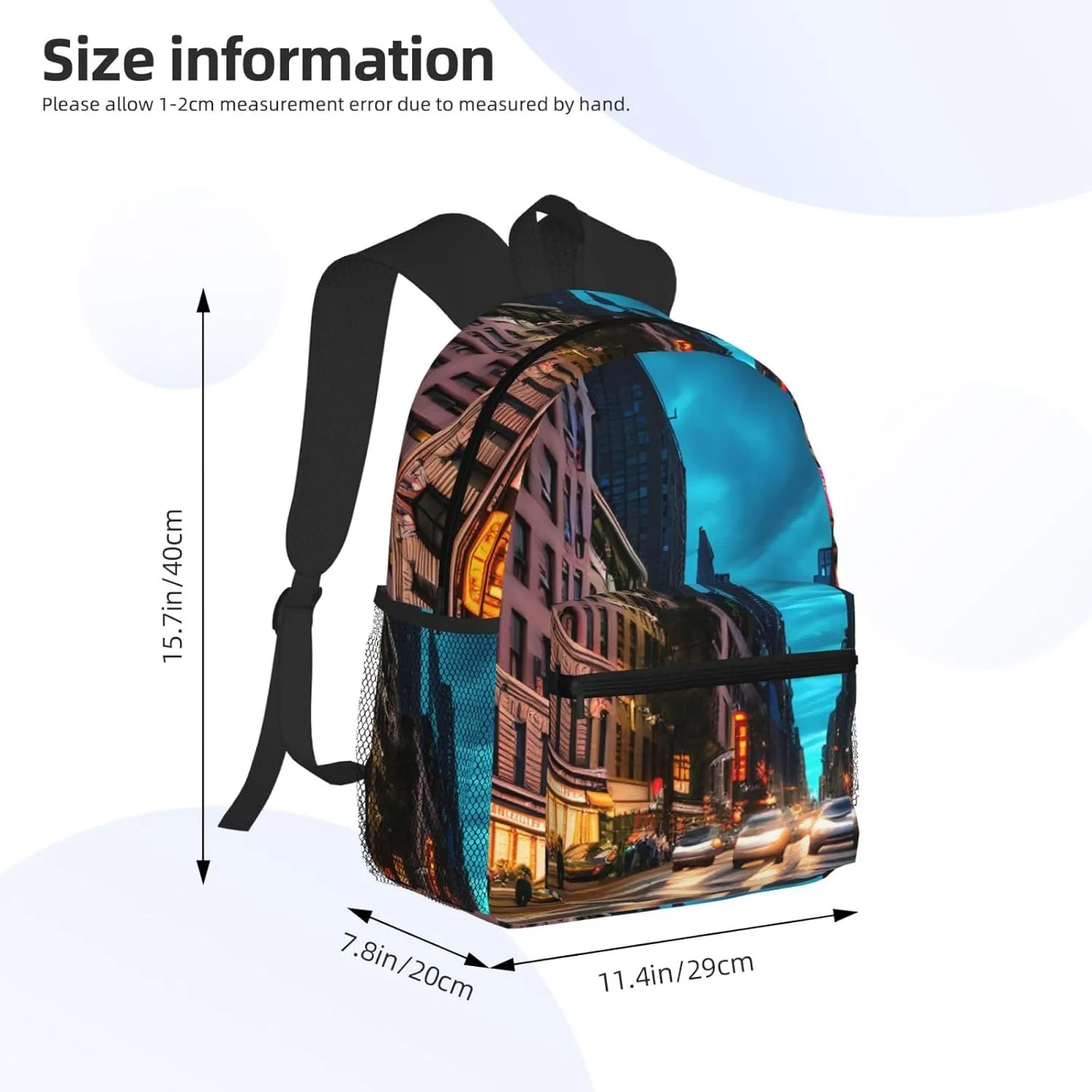 Streets of New York City Backpack Cute Print Bookbag Women Travel Casual Water-resistant Backpack Travel Bag bags