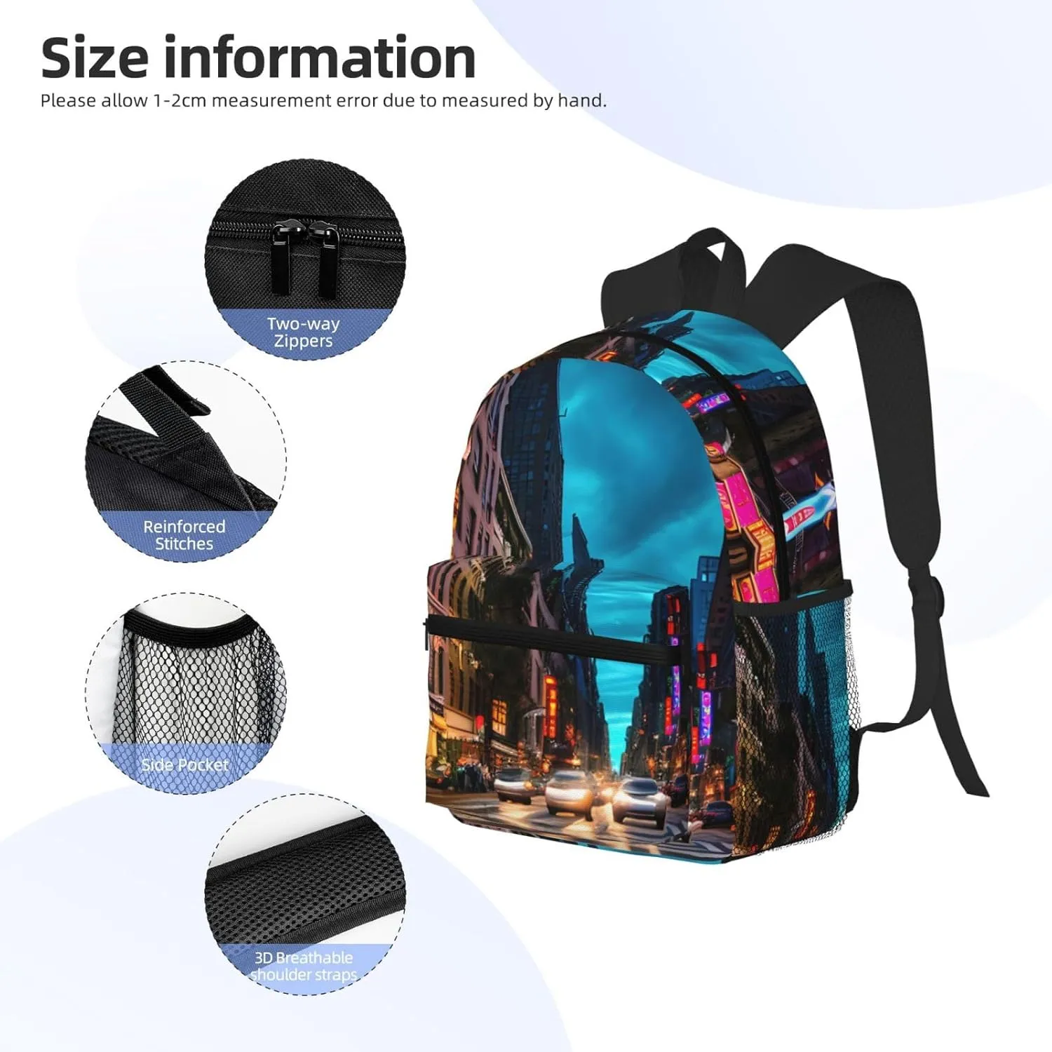 Streets of New York City Backpack Cute Print Bookbag Women Travel Casual Water-resistant Backpack Travel Bag bags
