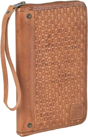 STS Ranchwear Womens Sweetgrass BA Distressed Tan Leather Zip Around Wallet
