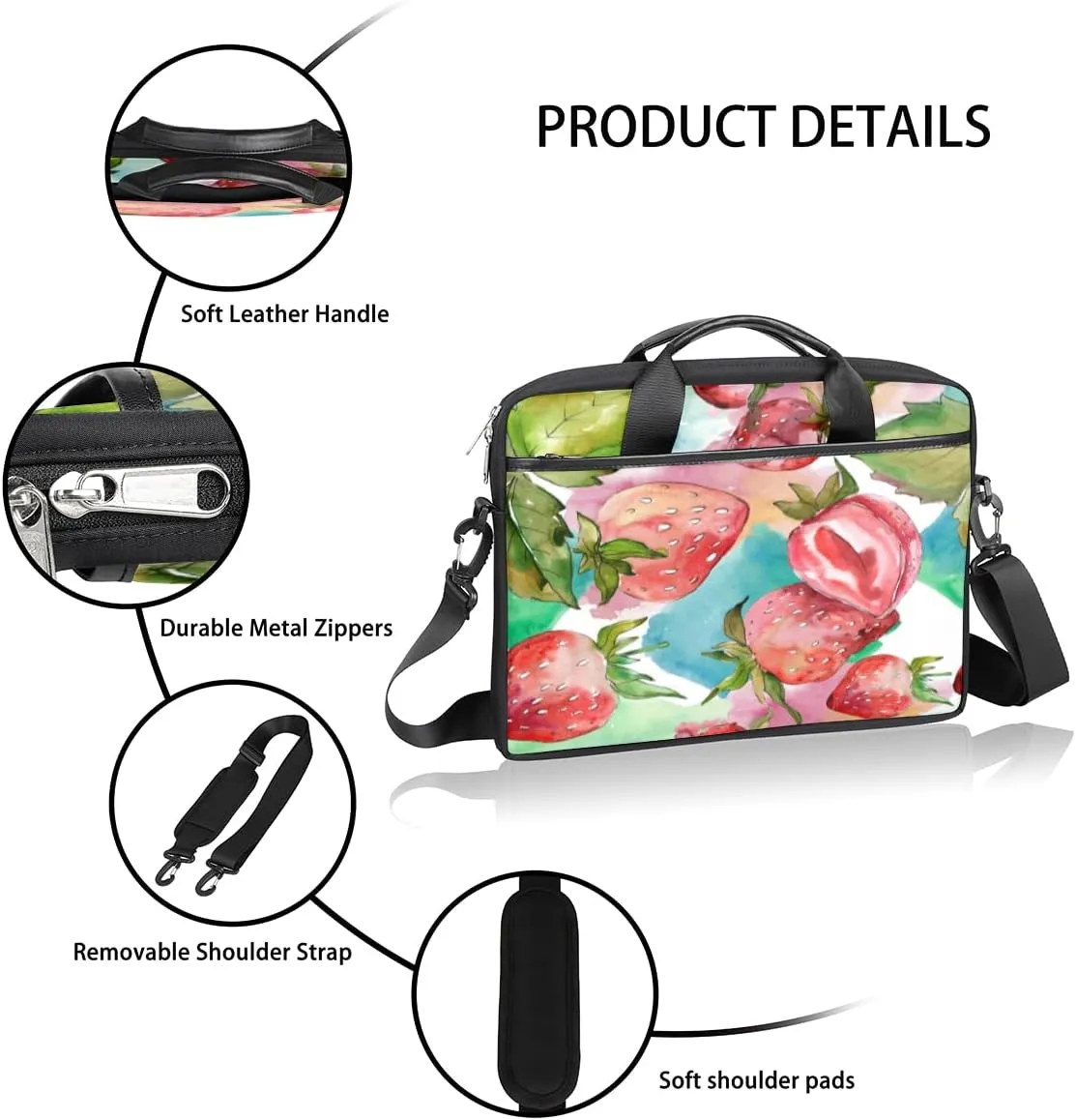 Sugar Skull Flowers Laptop Bag for Women Men 13-15 Inch Computer Briefcase Bag Lightweight Notebook Shoulder Messenger Bag
