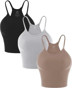 Sunzel Free to Be Tank, Crop Ribbed Tank Tops Seamless Racerback Camisoles No pad Camis Cropped Workout Gym Yoga