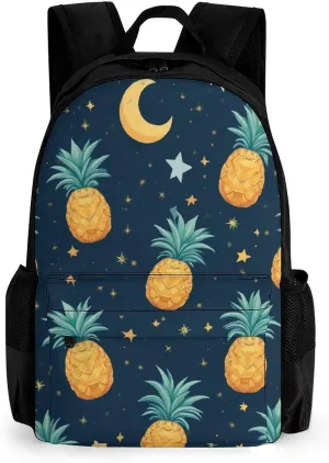 Supdreamc Adults Lightweight Starry Star Pineapple Moon Sky Blue Art Rucksacks Large Capacity Bookbag With Adjustable Shoulder Straps for Trekking Outdoors Bicycle