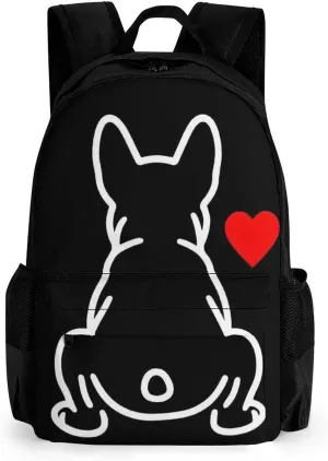 Supdreamc Lightweight Daypack Backpack for Sports Travel Running - Large Capacity Multipurpose Anti-Theft Bookbag, Funny French Bulldog Puppy Dog Laptop Backpack Daypack
