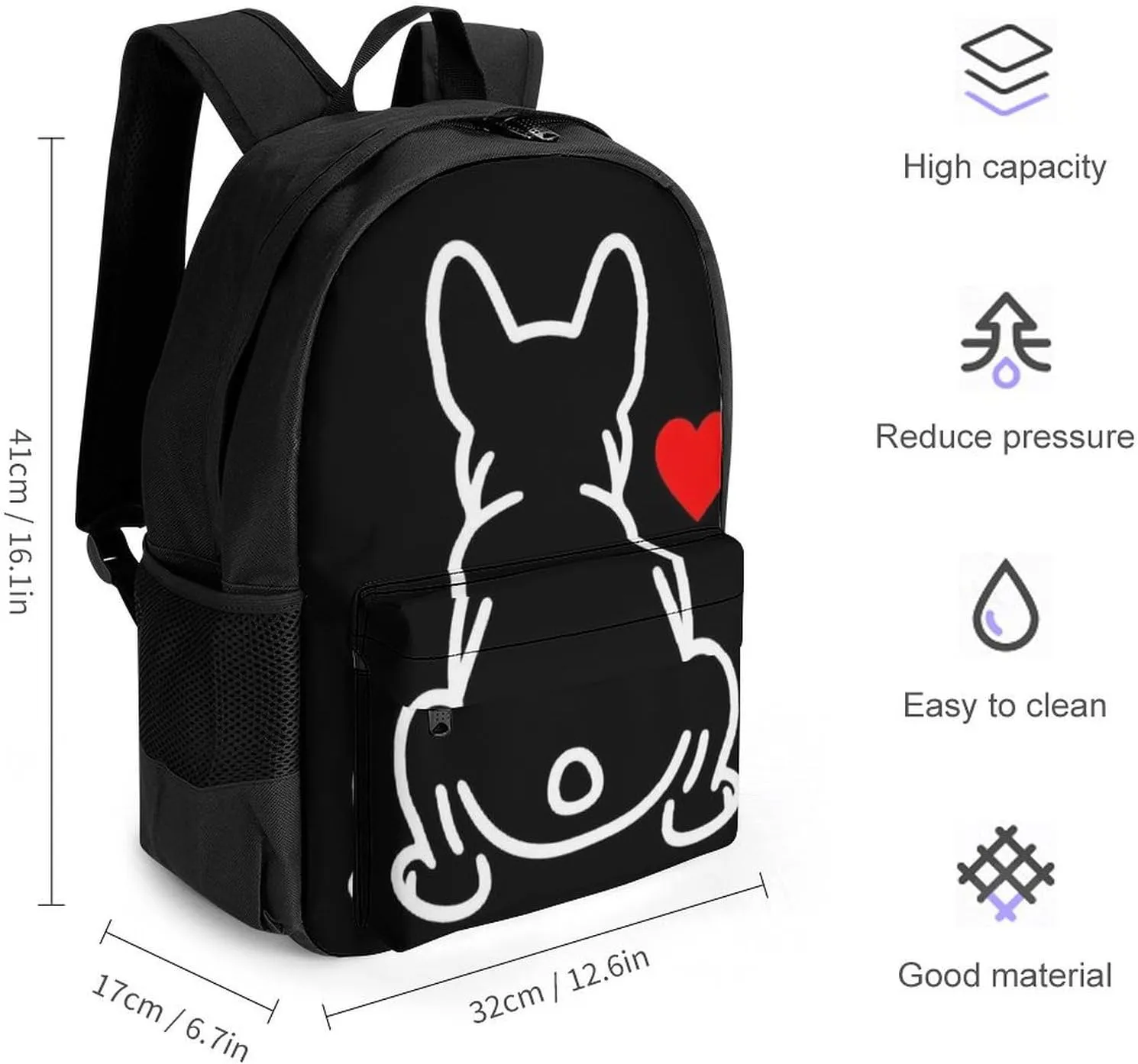Supdreamc Lightweight Daypack Backpack for Sports Travel Running - Large Capacity Multipurpose Anti-Theft Bookbag, Funny French Bulldog Puppy Dog Laptop Backpack Daypack