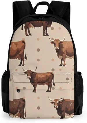 Supdreamc Lightweight Daypack Backpack for Trekking Work Running - Big Capacity Multipurpose Anti-Theft Bookbag, Cute Highland Cattle Art Business Computer Bag