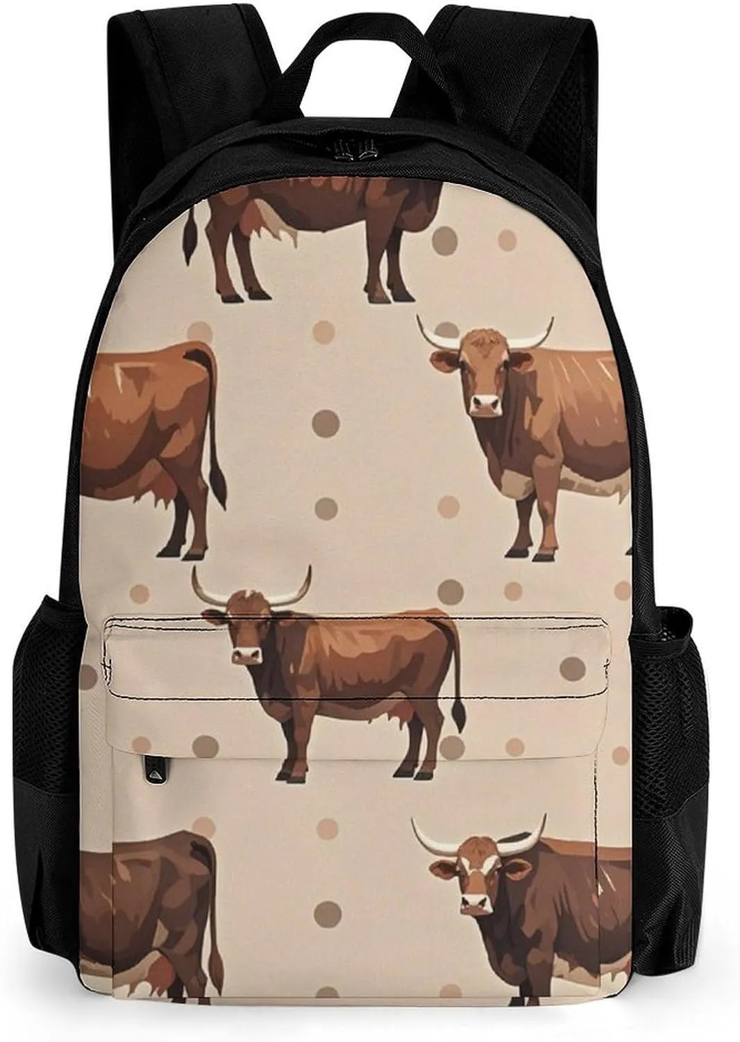 Supdreamc Lightweight Daypack Backpack for Trekking Work Running - Big Capacity Multipurpose Anti-Theft Bookbag, Cute Highland Cattle Art Business Computer Bag