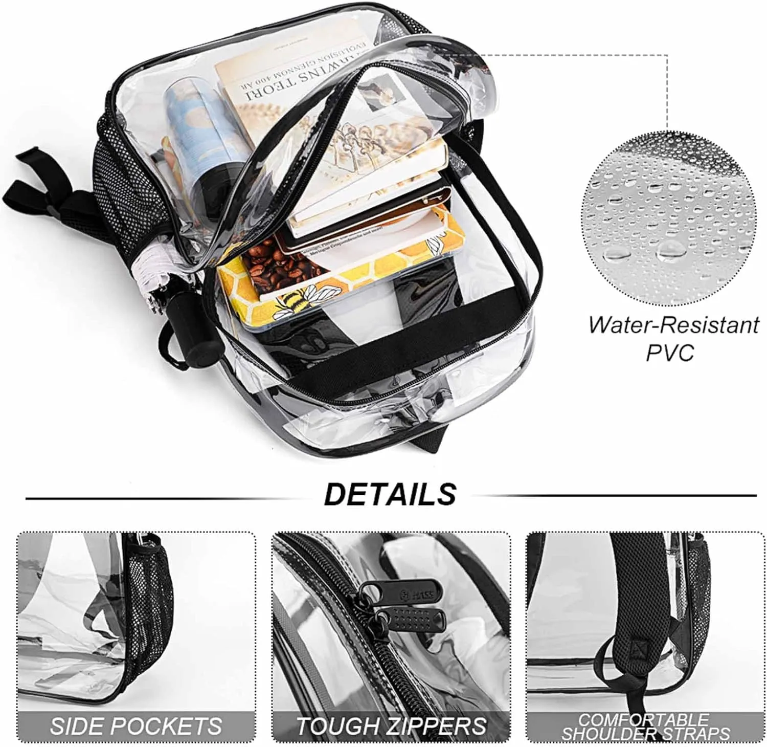 Supdreamc Men & Women Lightweight Wild Angry Animal King Fire Flame Tiger Casual Daypack Large Capacity Bookbag Transparent Bag for Gym Business Bicycle