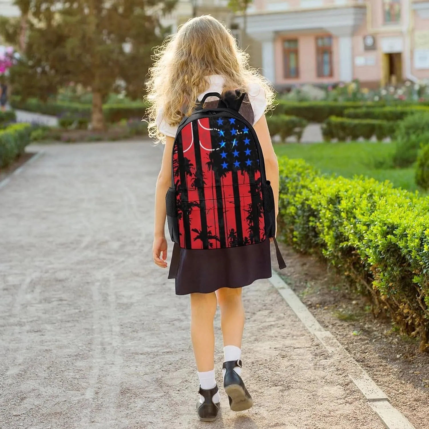 Supdreamc Men Women Lightweight American Thin Red Line Flag Pattern Backpack Large Capacity Bookbag With Smooth Zippers for Gym Business Running
