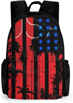 Supdreamc Men Women Lightweight American Thin Red Line Flag Pattern Backpack Large Capacity Bookbag With Smooth Zippers for Gym Business Running