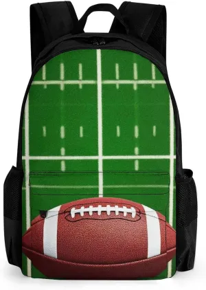 Supdreamc Men Women Polyester American Football Field And Ball Daypack Big Capacity Shoulder Bag With Smooth Zippers for Hiking Work Walking Cycling