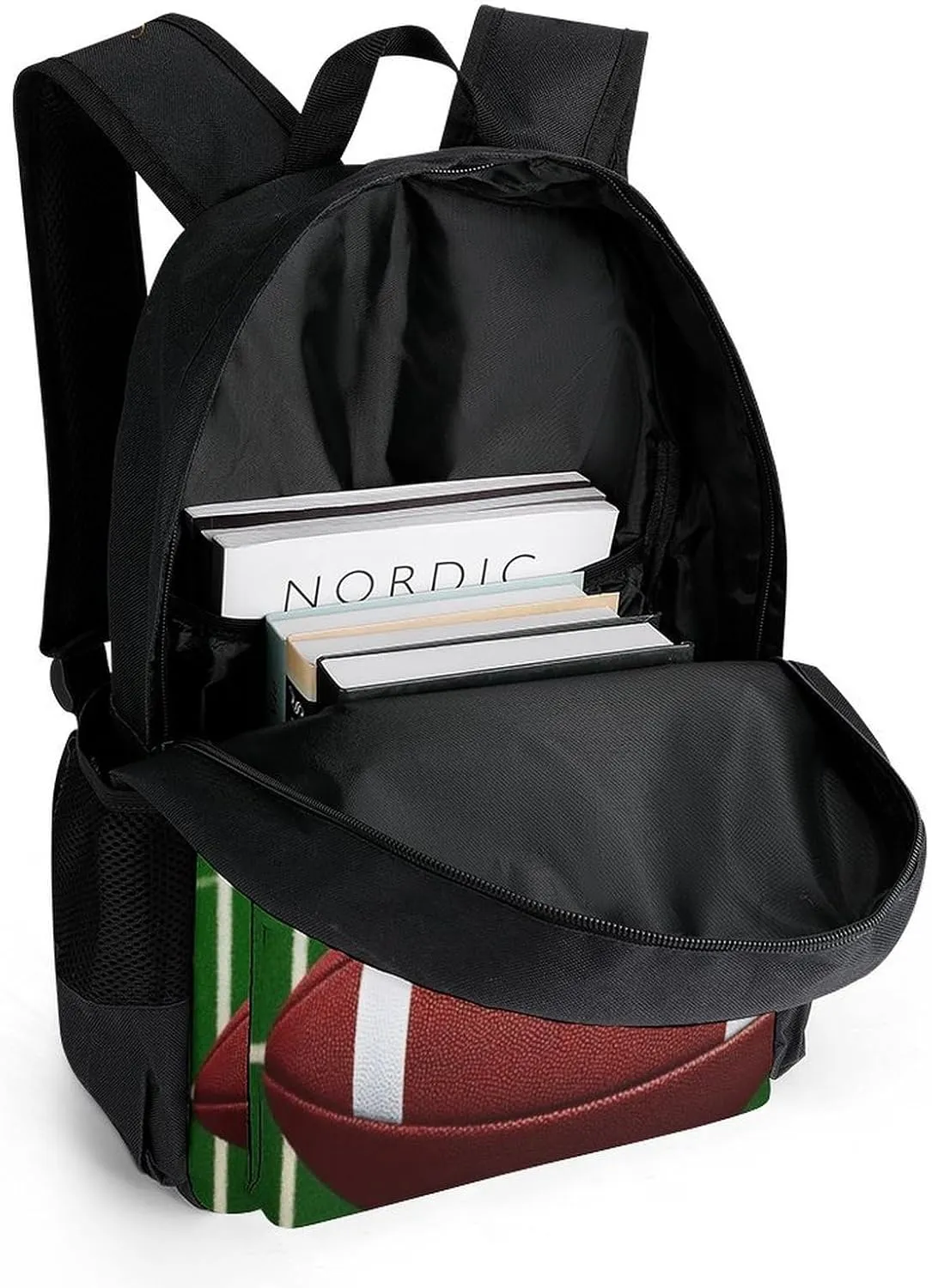 Supdreamc Men Women Polyester American Football Field And Ball Daypack Big Capacity Shoulder Bag With Smooth Zippers for Hiking Work Walking Cycling