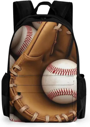 Supdreamc Polyester Daypack Backpack for Trekking Picnic Walking Cycling - Large Capacity Anti-Theft Multipurpose Shoulder Bag, Baseballs Casual Daypack
